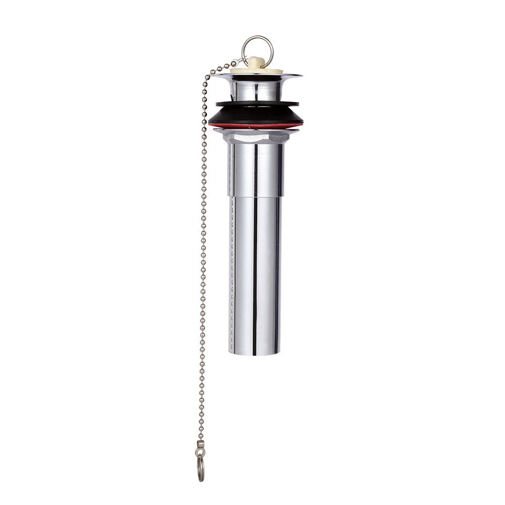 1985-T 1-1/4" x 5" Chrome Plated Brass One Piece Cleanout Plug - Includes Chain & Stopper