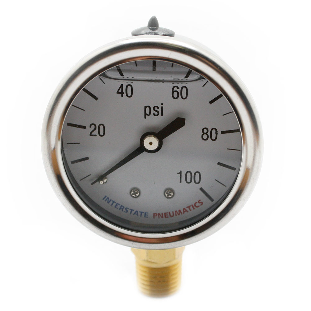 2328-T Liquid Filled Pressure Gauge 2", 1/4" NPT Bottom Mount- 100 PSI (G7012-100)