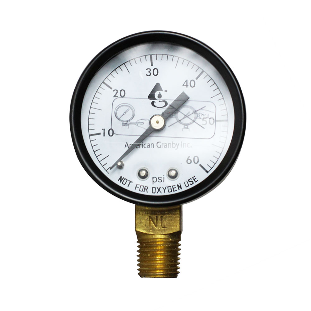 2332-T 60# 2" 60 PSI - 1/4" NPT Bottom Mount Pressure Gauge (G2012-060)