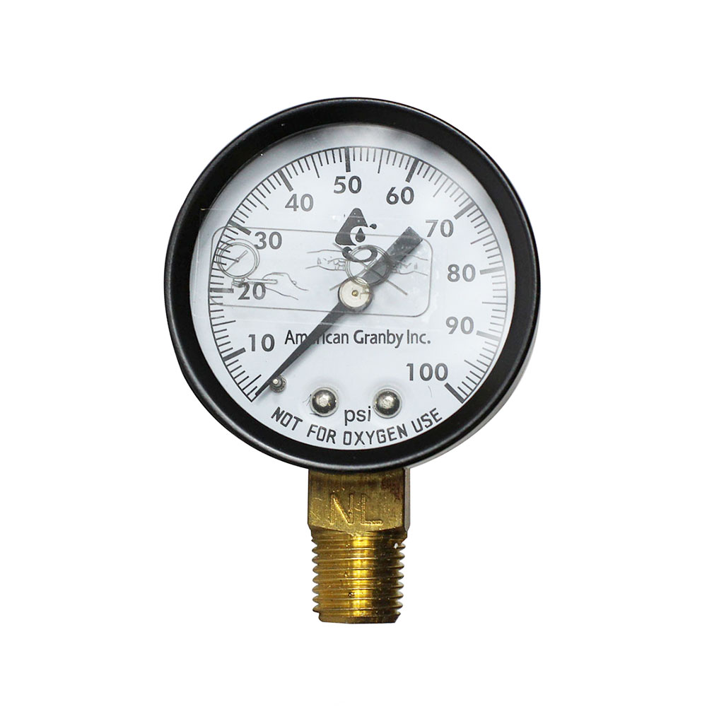 2333-T 100# 2" 100 PSI - 1/4" NPT Bottom Mount Pressure Gauge (G2012-100)