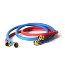 2745-T 5ft Washing Machine Reinforced Rubber Hose Set  Hot (Red) / Cold (Blue) with 3/4 Inch GHT Connectors on Both Ends