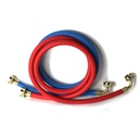2746-T 5ft Reinforced Rubber Washing Machine Hose Set 1 Hot (Red) & 1 Cold (Blue) with 3/4 Inch GHT Connector x 3/4 Inch GHT 90° Elbow Connector