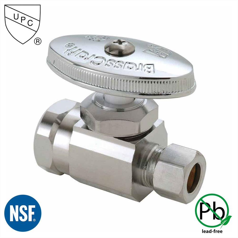 5467-T 1/2" FIP x 3/8" Comp Multi-Turn Straight Stop Valve (4400467)