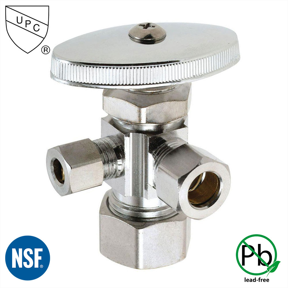 5599-T 5/8" Comp x 1/2" Sip Joint x 1/4" Comp Multi-Turn Angle Stop Valve (4401199)