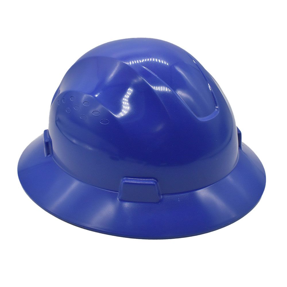 Snap Lock 4 Point Ratchet Suspension Full Brim Hard Hat - 6-1/2" to 8" Heads - Blue Color Safety Helmet