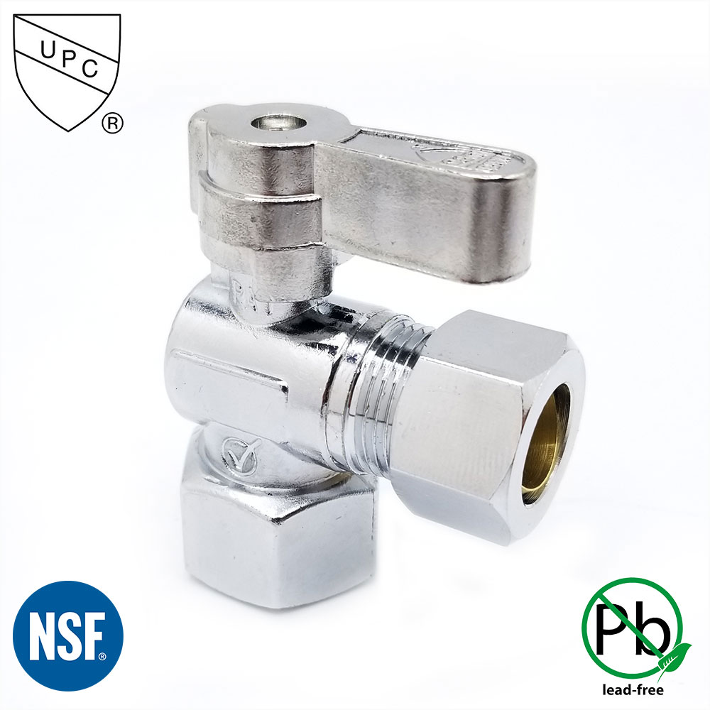 6461-T 1/2" FIP x 1/2" Comp. Quater-Turn Angle Stop Valve (4402461)