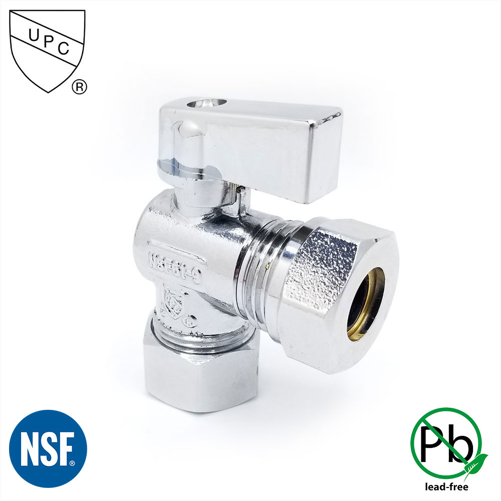 6464-T 5/8" Comp x 1/2" Slip Joint Quater-Turn Angle Stop Valve (4402464 & 2464-T)