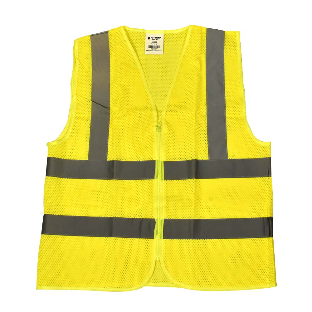 High Visibility Safety Vest with Reflective Stripes, Large, Neon Yellow 