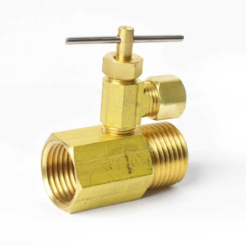 8879-T 3/4" Male GHT x 3/4" Female GHT Easy Adapter with 1/4" Angle Needle Valve