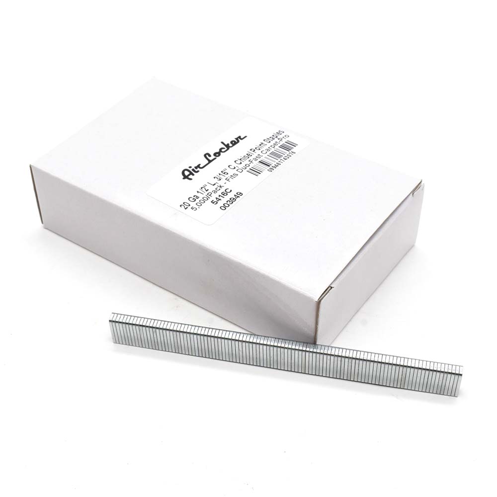20 Gauge 1/2" Length, 3/16" Crown, Chisel Point Staples - 5,000 / pack - Fits Duo-Fast Carpet-Pro