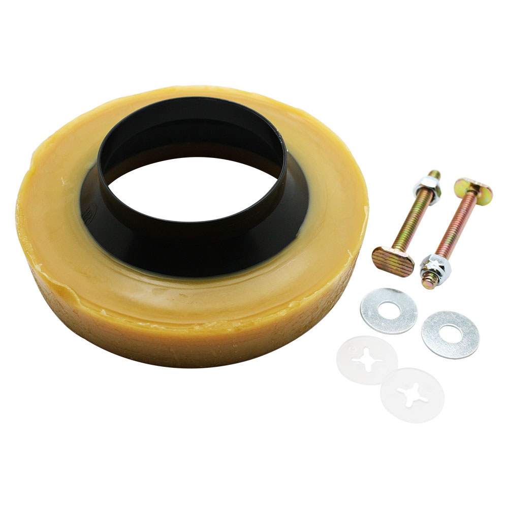 04430 4 Inch X 3 Inch Toilet Bowl Gasket Wax Ring with Plastic Flange & Bolts