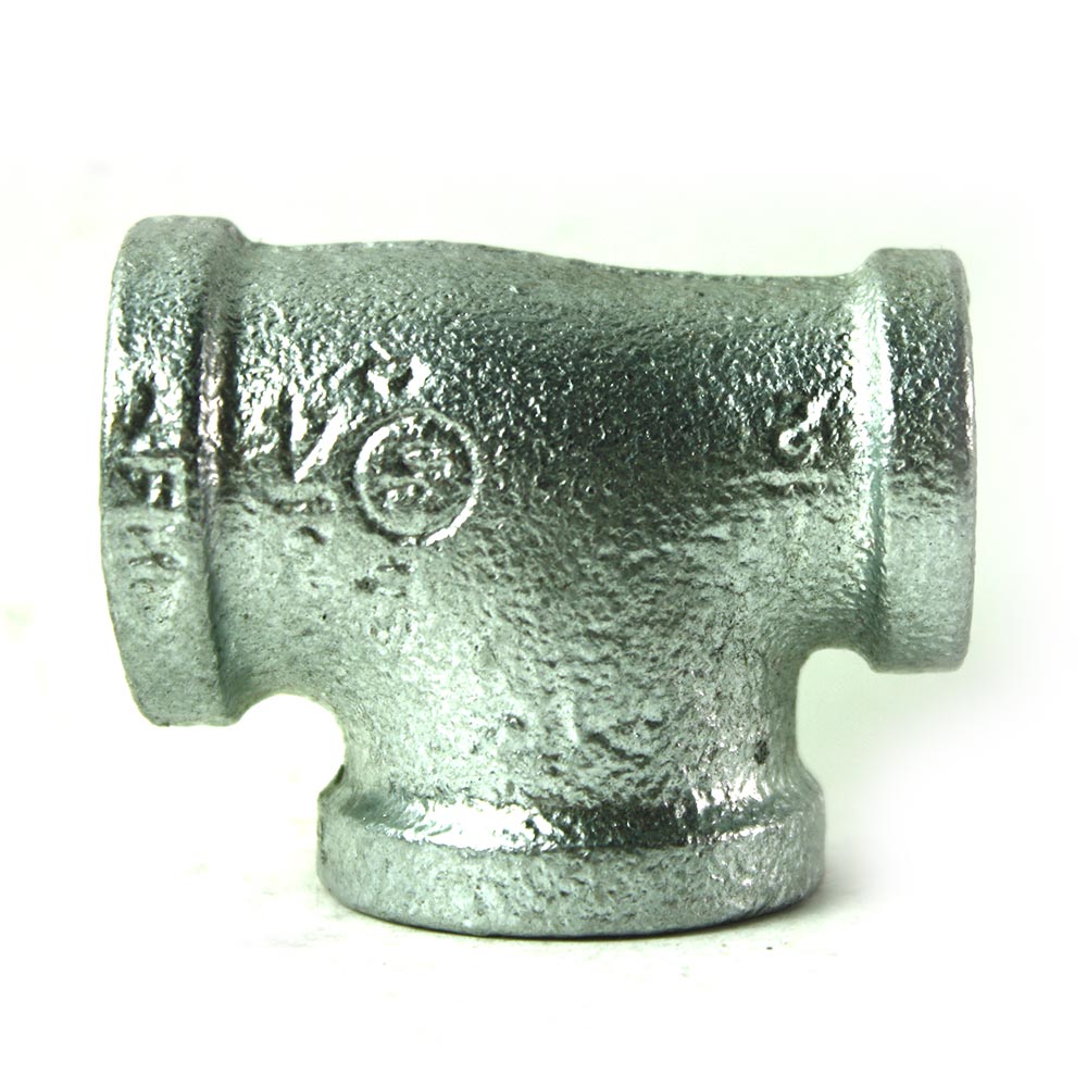 3/4" x 1/2" x 3/4" Galvanized Steel Reducer Tee