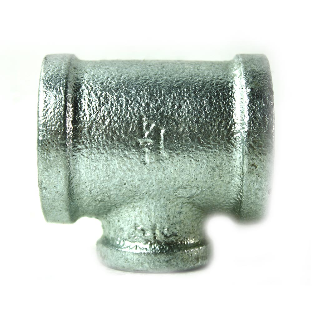 1-1/4" x 1-1/4" x 3/4" Galvanized Steel Reducer Tee