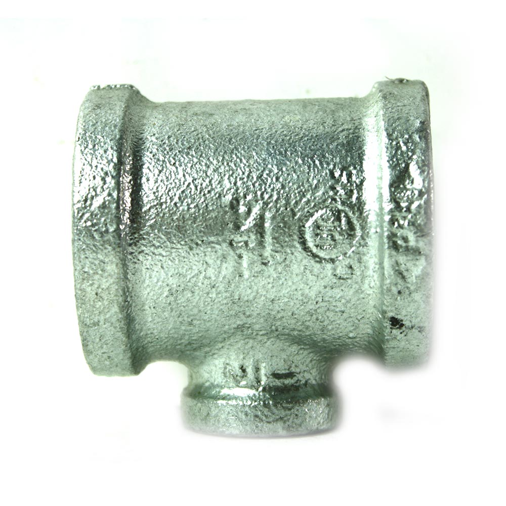 1-1/4" x 1-1/4" x 1/2" Galvanized Steel Reducer Tee