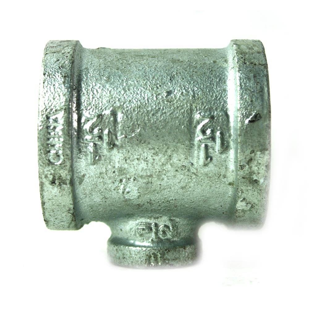 1-1/2" x 1-1/2" x 1/2" Galvanized Steel Reducer Tee