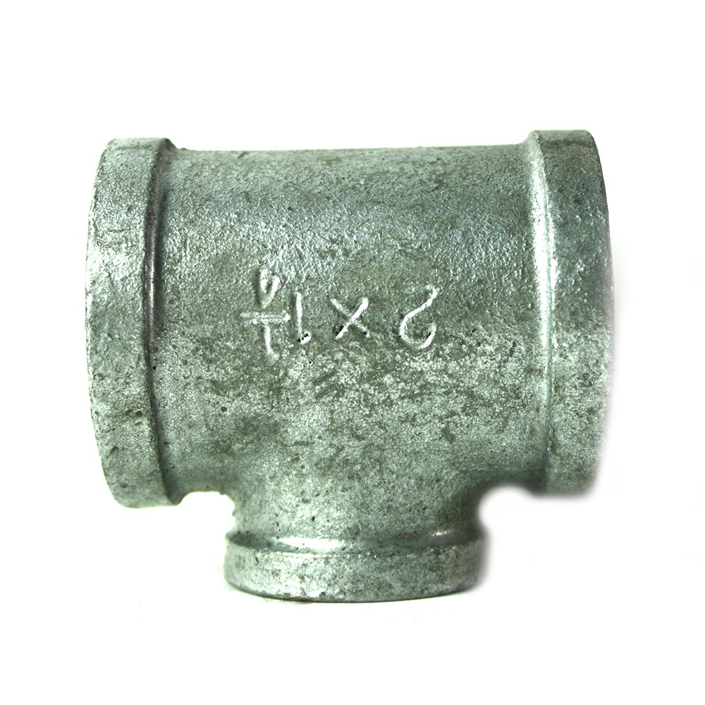 2" x 2" x 1-1/4" Galvanized Steel Reducer Tee