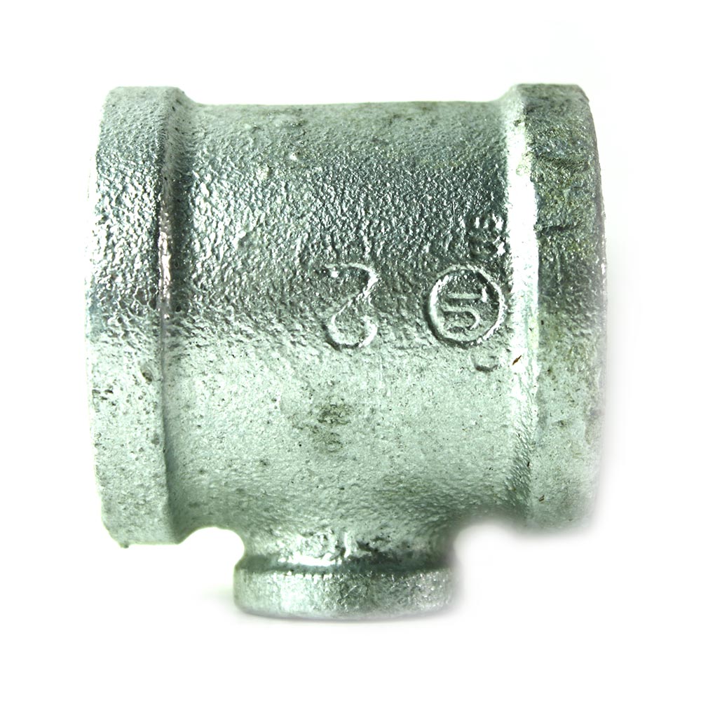 2" x 2" x 3/4" Galvanized Steel Reducer Tee