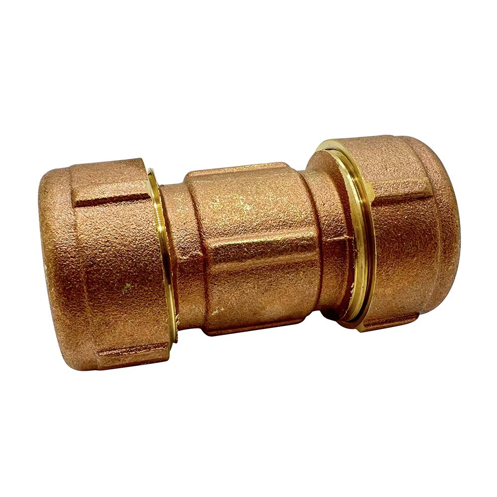 1/2" IPS x 3/4" Copper Short Pattern Brass Compression Coupling