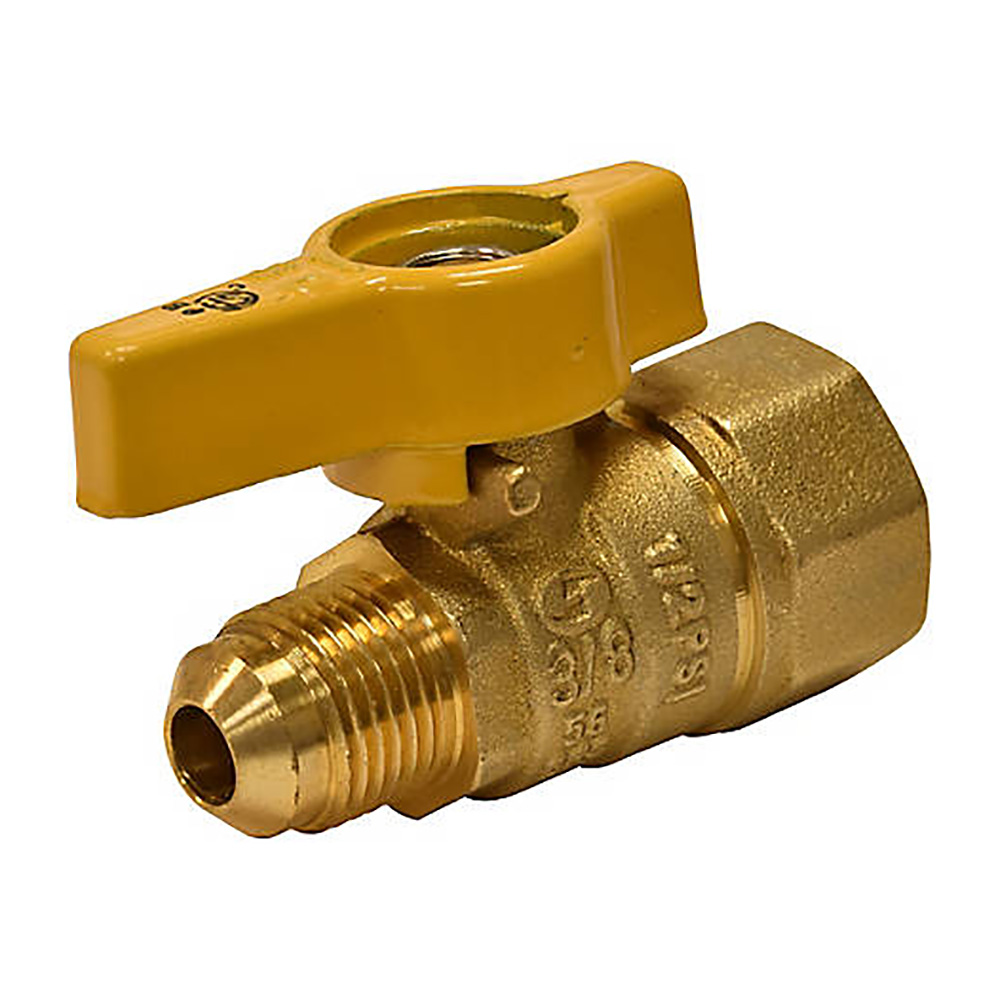 3/8" Flare x 1/2" FIP Brass Straight Gas Ball Valve