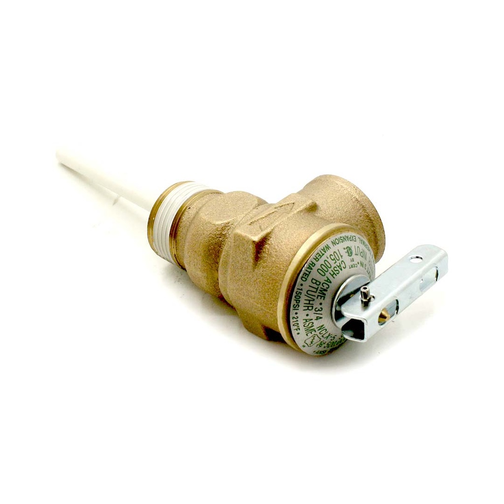 3/4" Temperature & Pressure Relief Valve with  4" Probe - 150PSI - 210F
