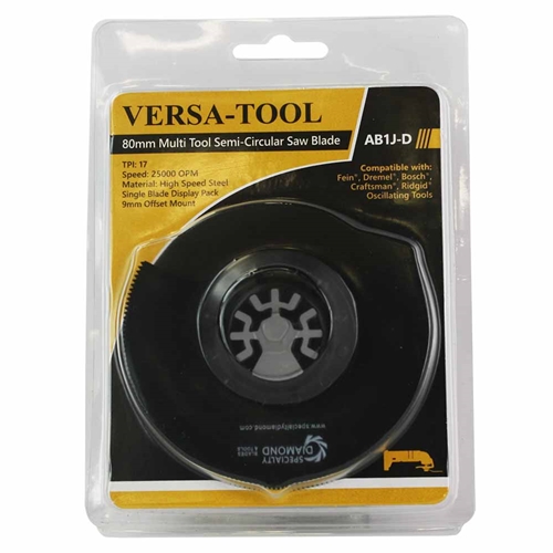 80mm  Semi- Circular saw Blade, 9mm Offset Mount For a Perfect FLUSH CUT Compatible with Fein Multimaster, Dremel, Bosch, Craftsman, Ridgid Oscillating Tools - Single Display Pack