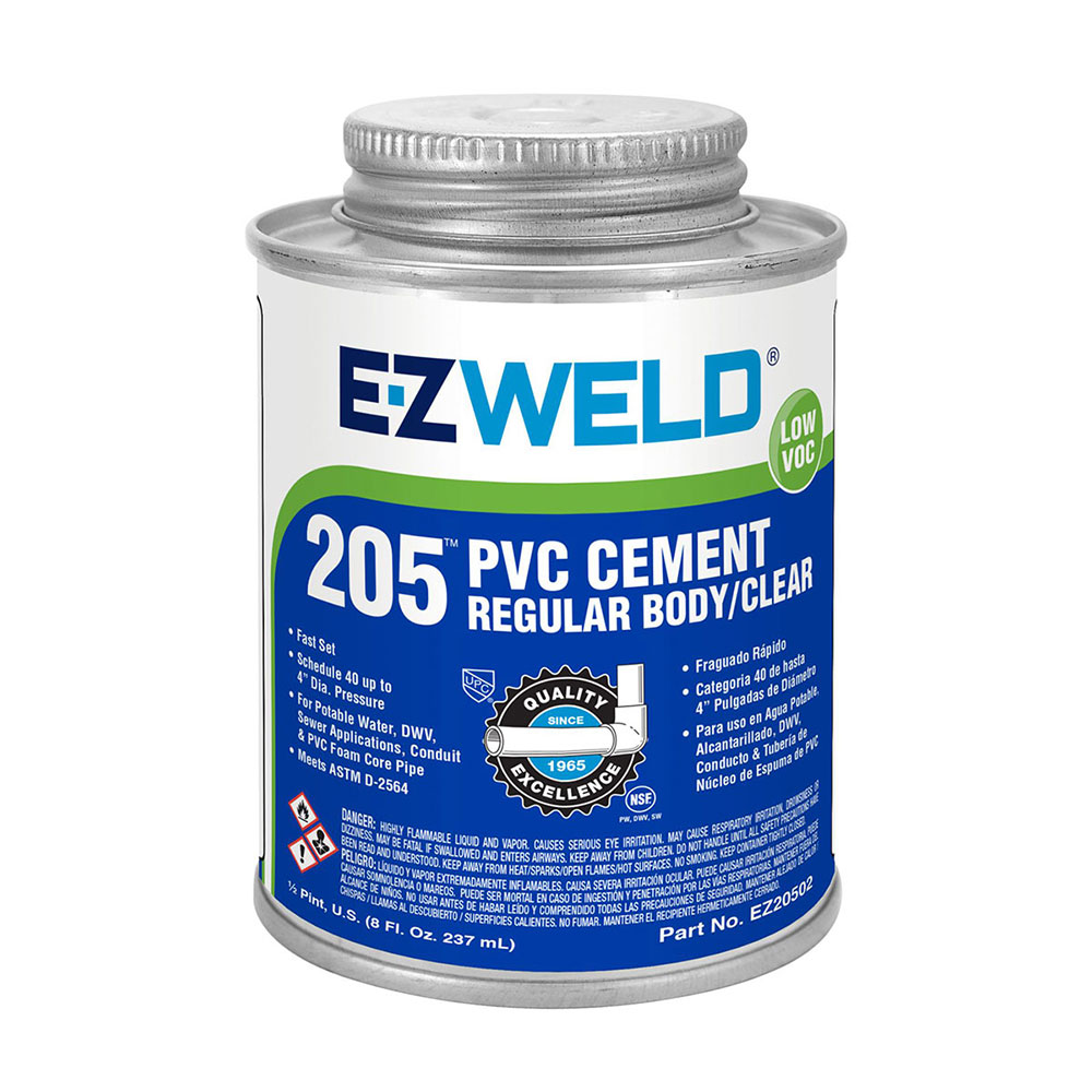 8 OZ Regular Body Clear PVC Cement, 1/2 Pint 
