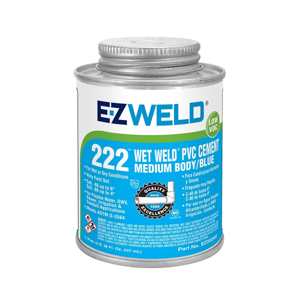 16 OZ Wet Weld Medium Body Blue PVC Cement, Pint (Rain-R-Shine)