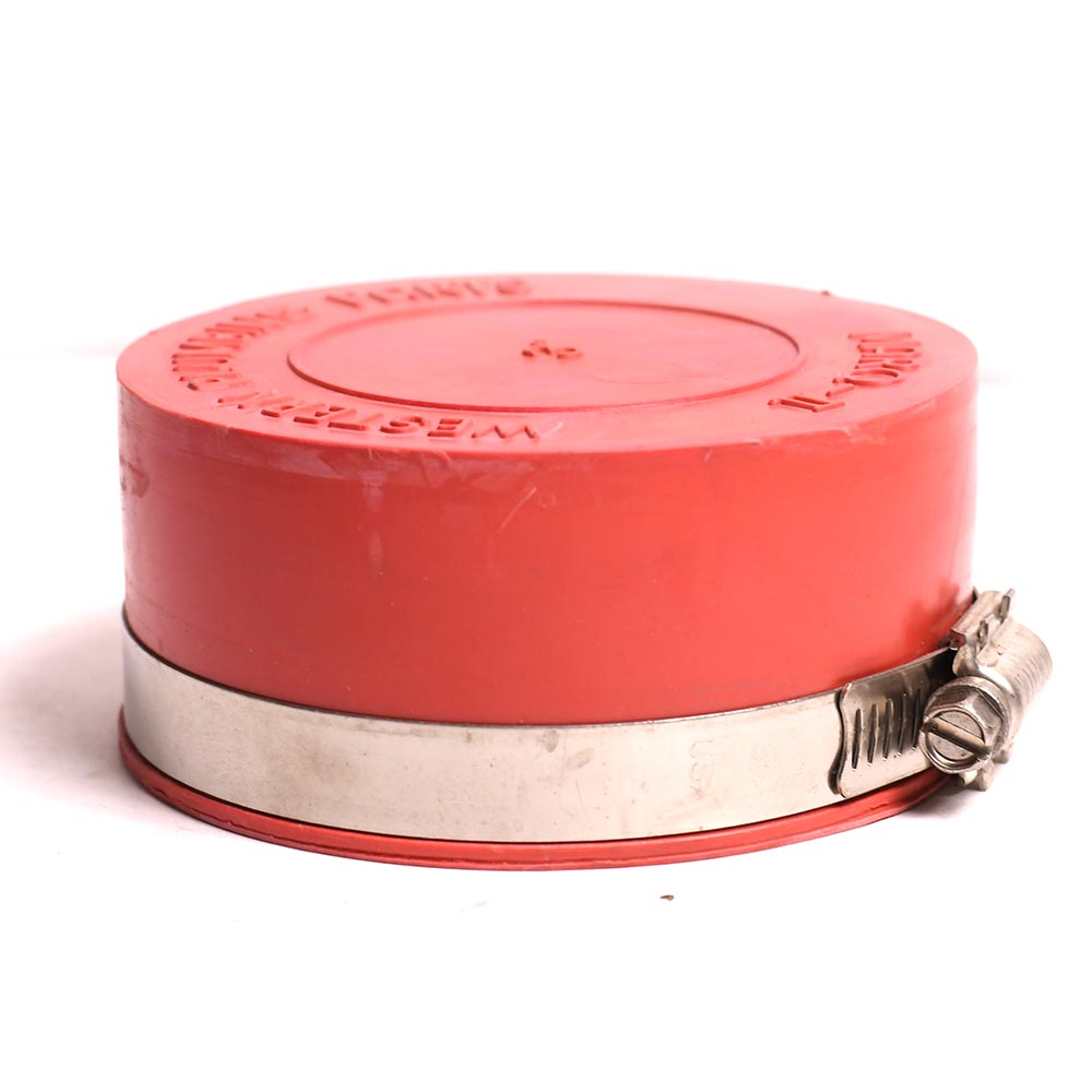 3" Rubber Test Cap with Clamp - Red