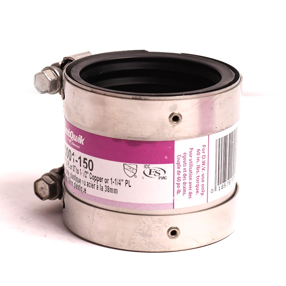 P3001-150 1-1/2" Cast Iron, Plastic or Steel to 1-1/2" Copper or 1-1/4" Plastic - Shielded No-Hub Coupling