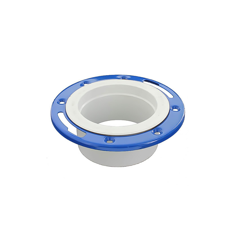 4" x 4" PVC DWV Closet Flange W/Adjustable Metal Ring (Epoxy Coated) (H)