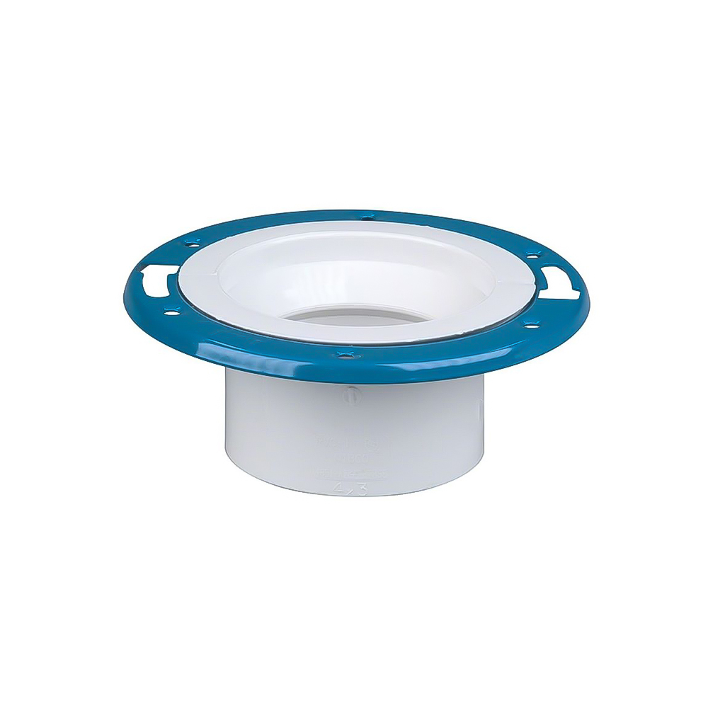 4" x 3" PVC DWV Closet Flange W/Adjustable Metal Ring (Epoxy Coated) (H)