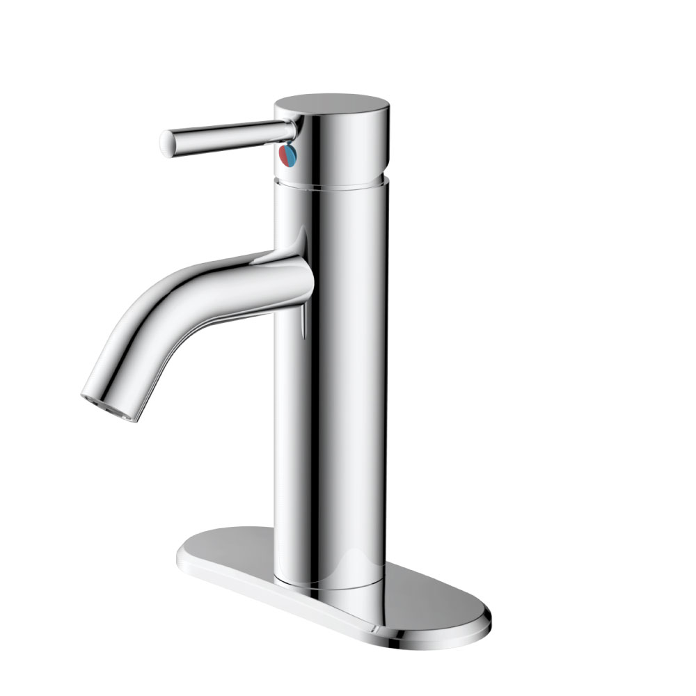 Single Handle Bathroom Faucet with Deck Plate – Brilliant Chrome