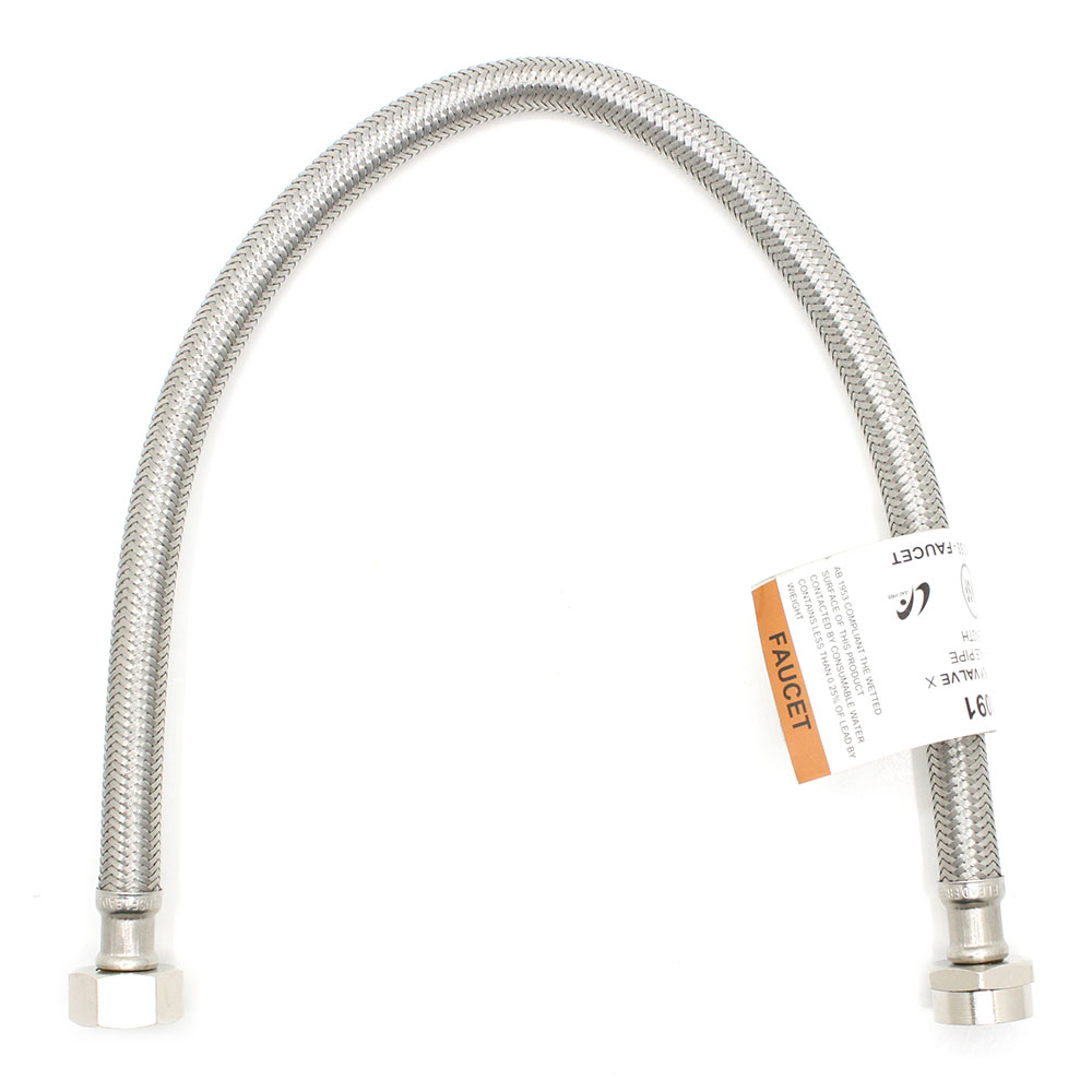 American Standard Nut x 1/2" FIP x 20” Long Stainless Steel Braided Faucet Riser