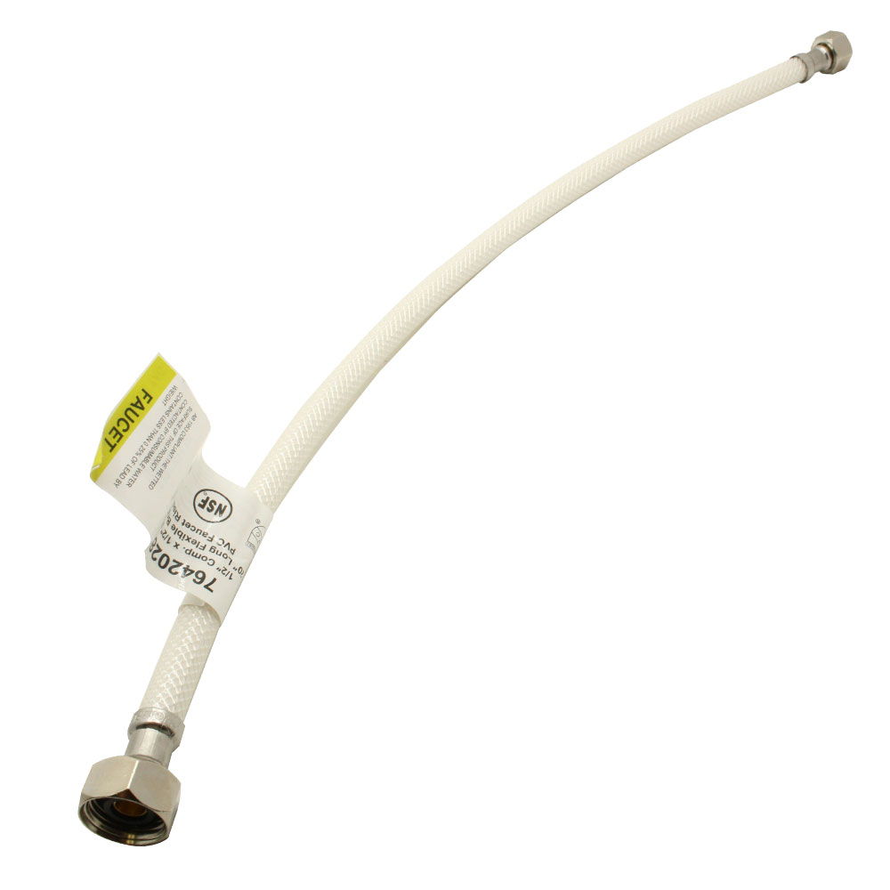 1/2" Comp x 1/2" FIP x 20" Long Flexible Braided PVC Faucet Riser