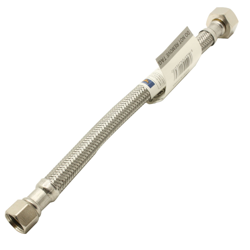 3/8" Comp x 1/2" FIP x 9" Long Stainless Steel Faucet Riser