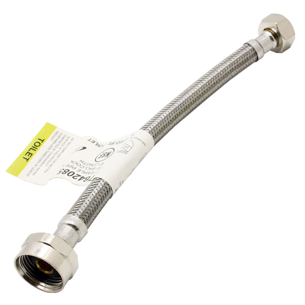 1/2" FIP x 7/8" Ballcock x 9" Long Stainless Steel Toilet Riser