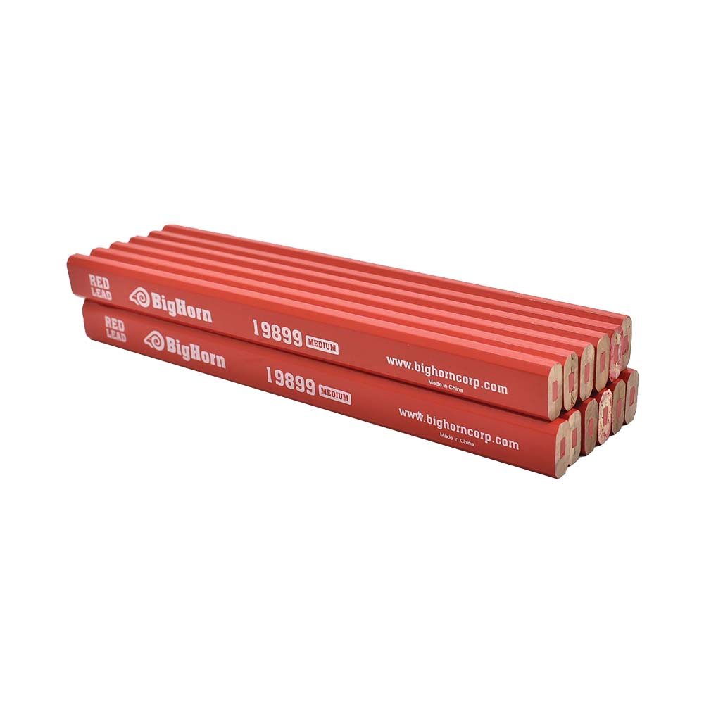 Wooden Carpenter Pencil - Red Lead (12 Pack)