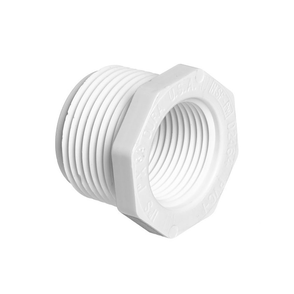 1-1/4" x 1/2" Threaded x Threaded PVC Bushing SCH40