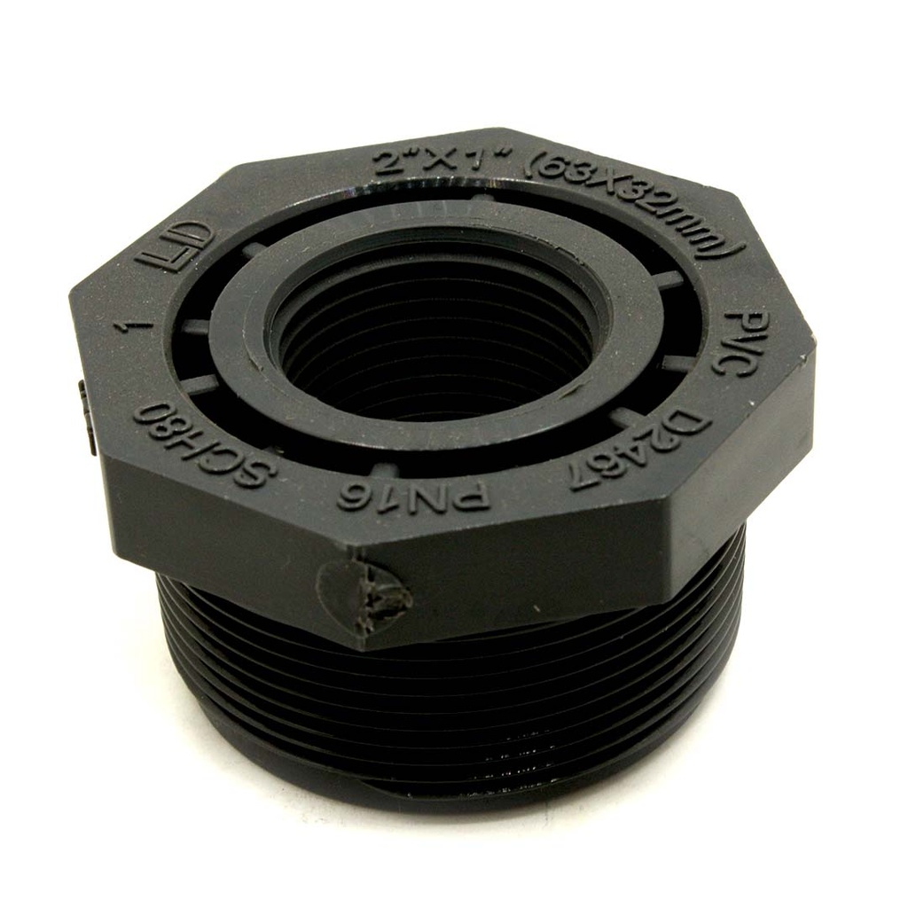 2" x 1" Threaded x Threaded PVC Bushing SCH80