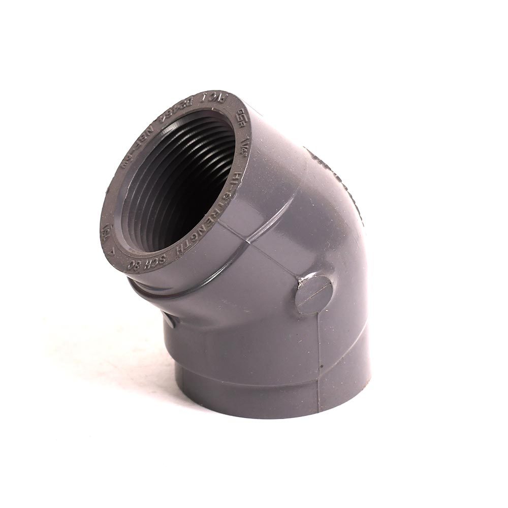 1-1/4" Threaded x Threaded PVC 45 Elbow SCH80
