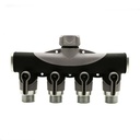 4-Way Garden Hose Manifold / Splitter with Shut-Off Valves – Zinc