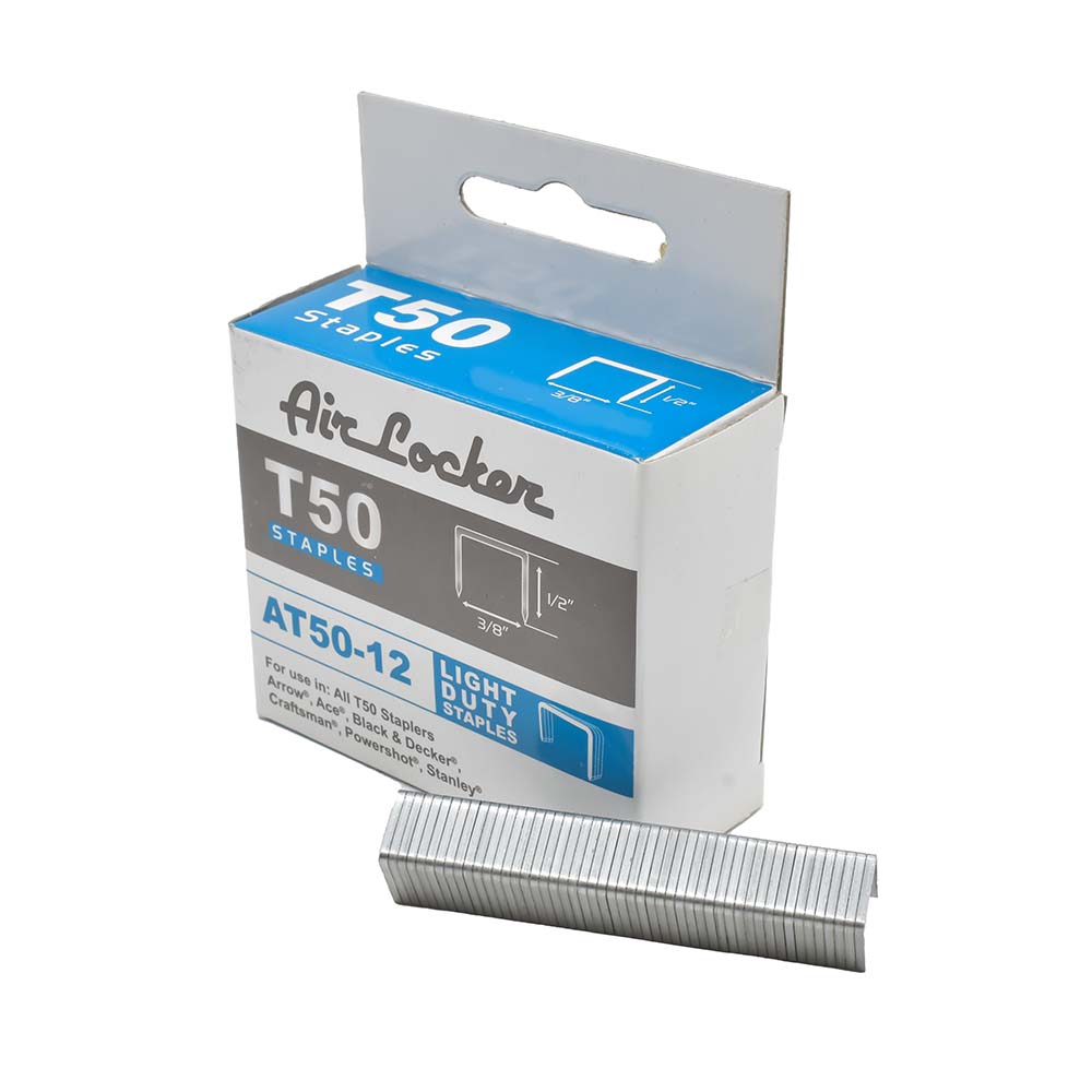 T50 1/2-Inch Leg Length x 3/8-Inch Crown Galvanized Fine Wire Steel Staples (1,000-Pack)
