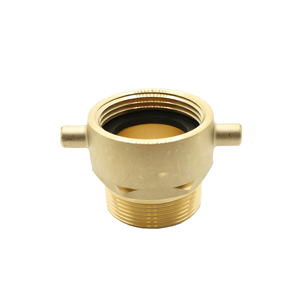 1-1/2" Female NH/NST X 1-1/2" Male NPT Brass Swivel Fire Hose / Hydrant Adapter with Pin Lug
