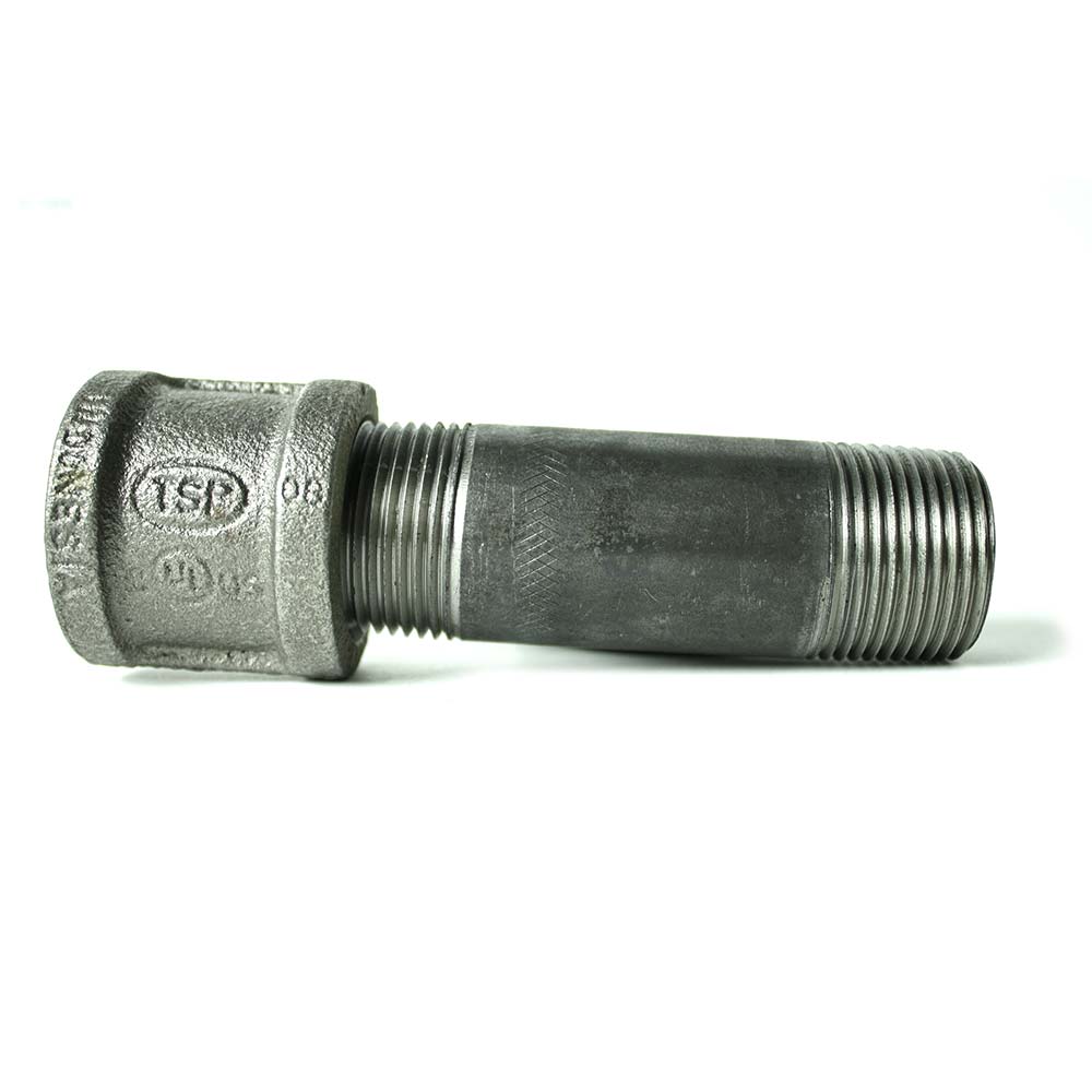 3/4" Black Steel Right to Left Nipple with Coupling