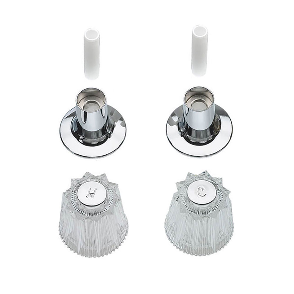 Tub/Shower 2-Handle Remodeling Trim Kit for Price Pfister Windsor Style, Acrylic Handles (HOT/COLD), Chrome Plated Flanges with Nipples