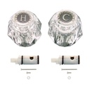 Lavatory/Kitchen 2-Handle Rebuild Kit for MOEN CHATEAU Style Faucets, Acrylic Handles (HOT/COLD) with Plastic Stems