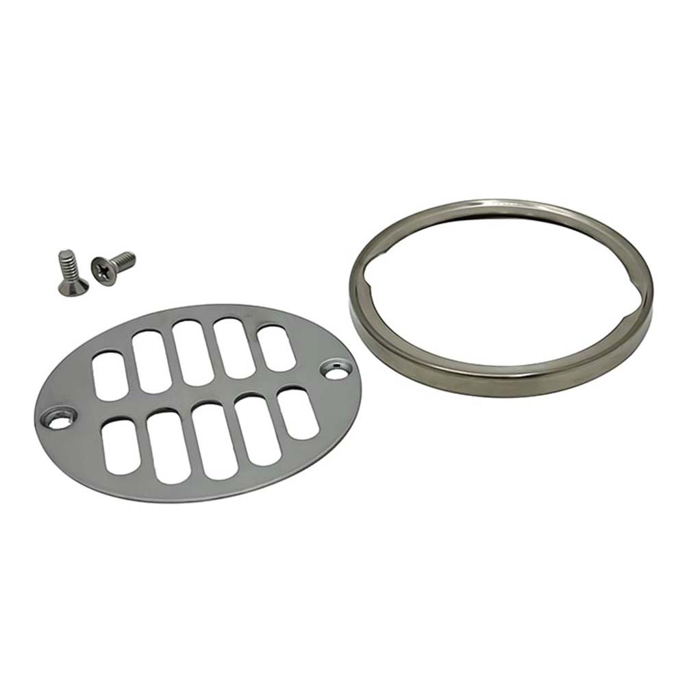 Shower Drain Trim Includes Ring with Round Strainer - Satin Nickel