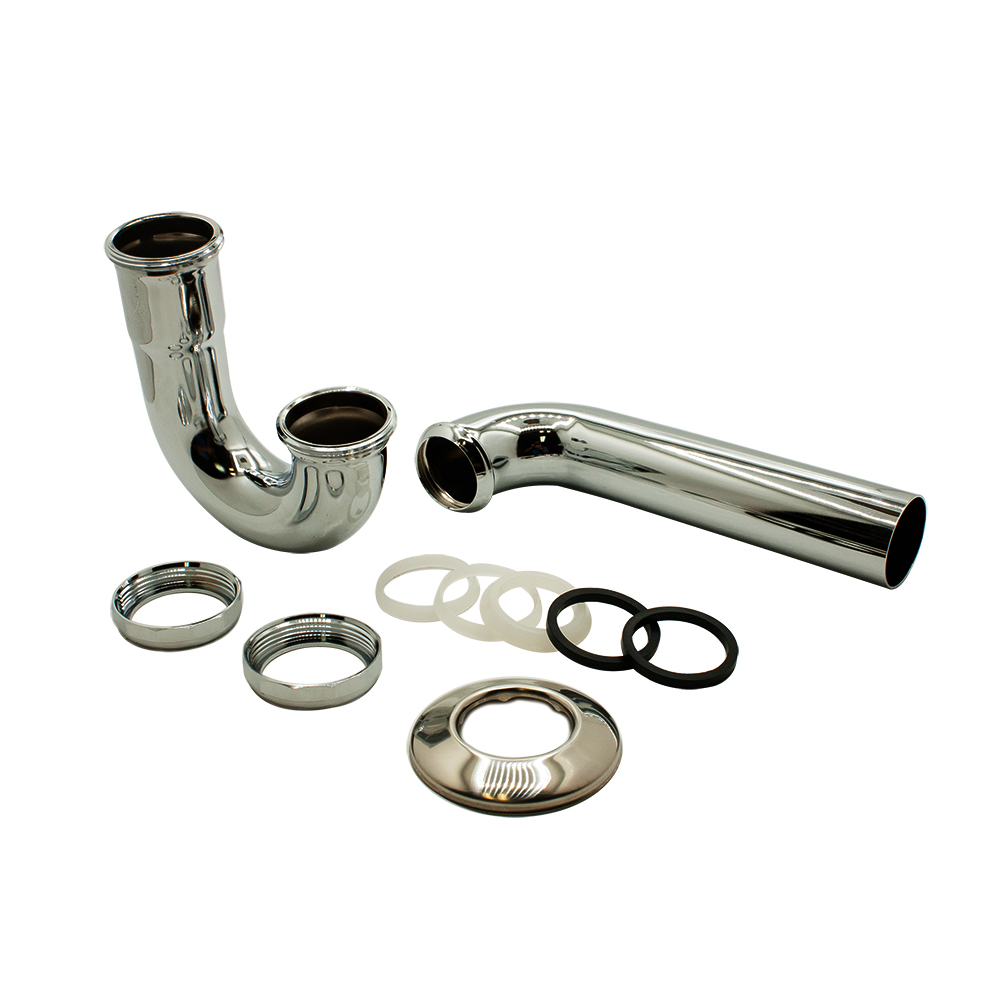 Sink P-Trap w/Ground Joint , Chrome Coated Brass - L.A Code Pattern - 17 Gauge (Bulk)