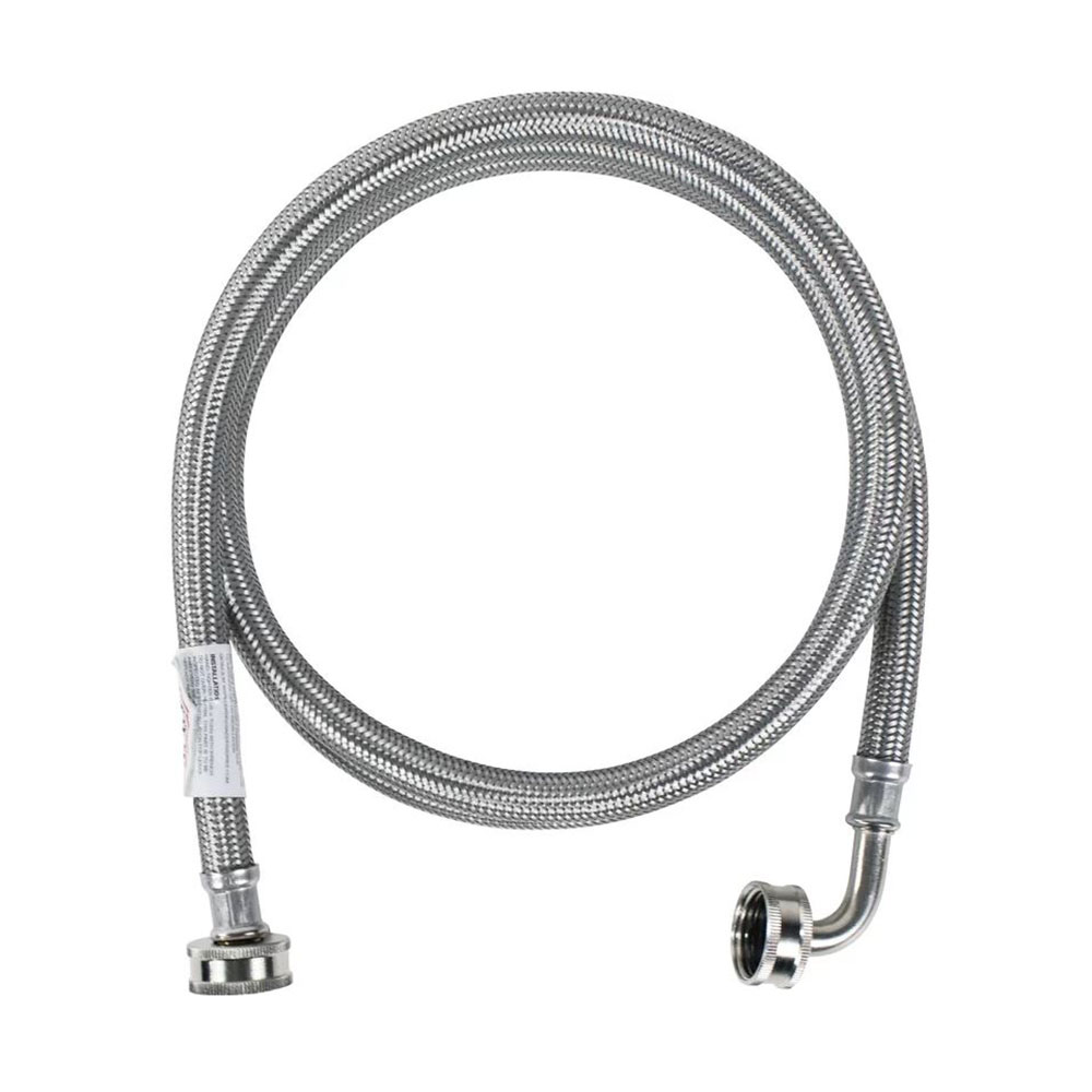 3/4" FGHT x 3/4" FGHT 72" Long  Stainless Steel Washing Machine Hose with Elbow