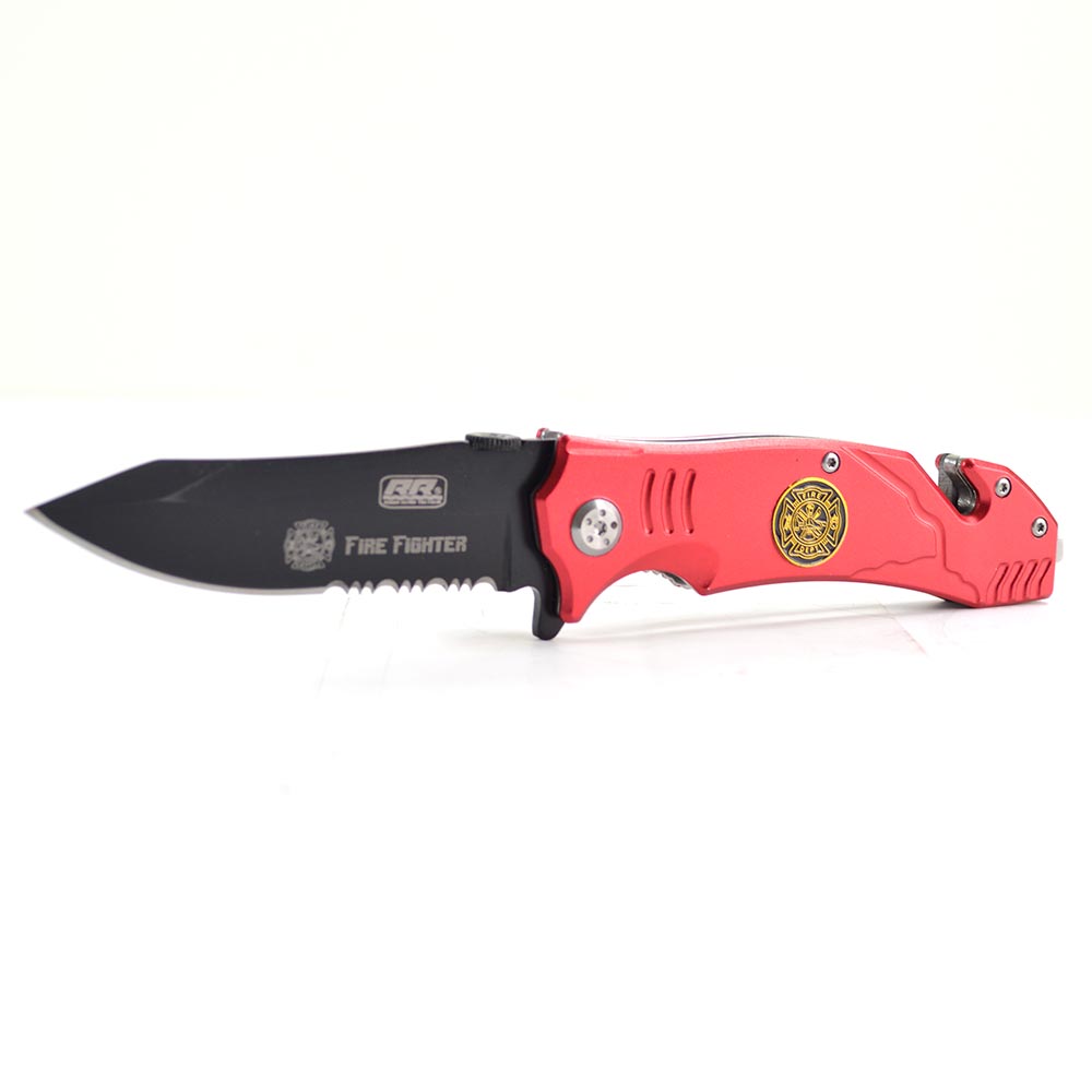 4.5" Fire Fighter (Red) Metal Handle Rescue Knife
